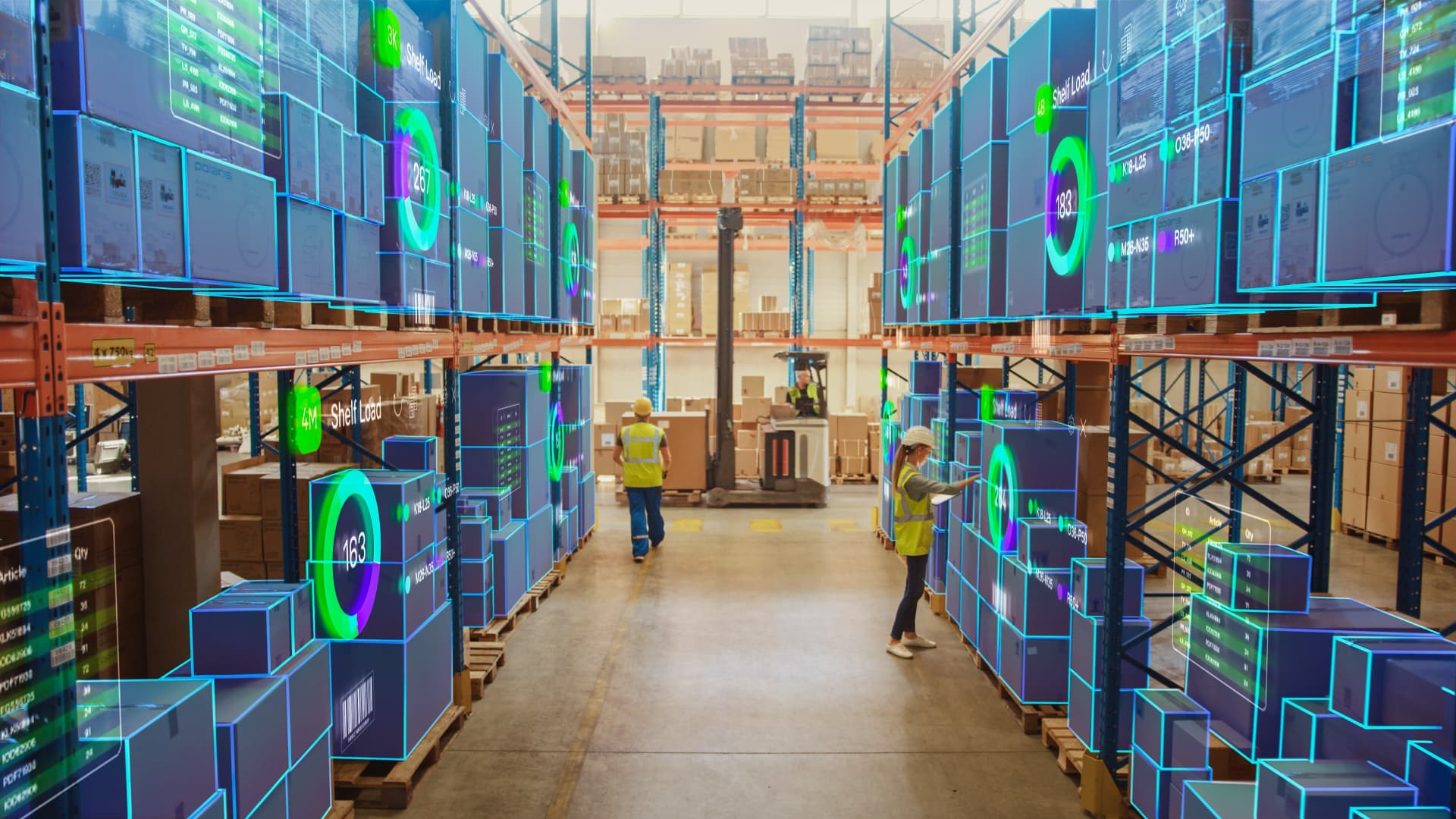 Magazzino con tecnologie che lavorano su isole separate